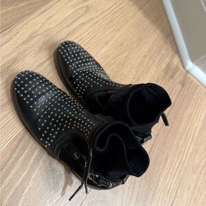 Chloe Studded Black Ankle Chelsea Metal Boots